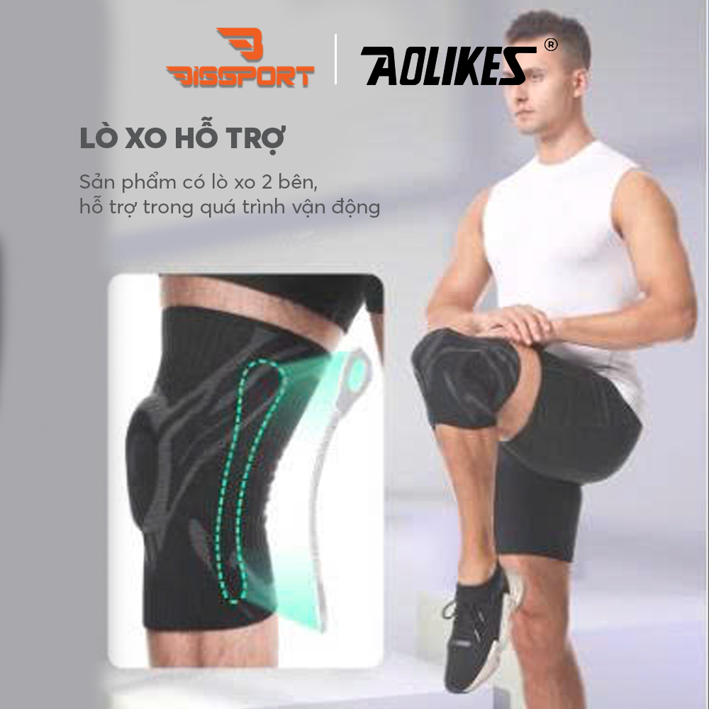 Bó Gối Thun Thể Thao Aolikes HX-7730 Chính Hãng - Bảo Vệ Khớp Gối, Hỗ Trợ Tập Luyện - Chống Đau Co Giãn - Tiện Lợi